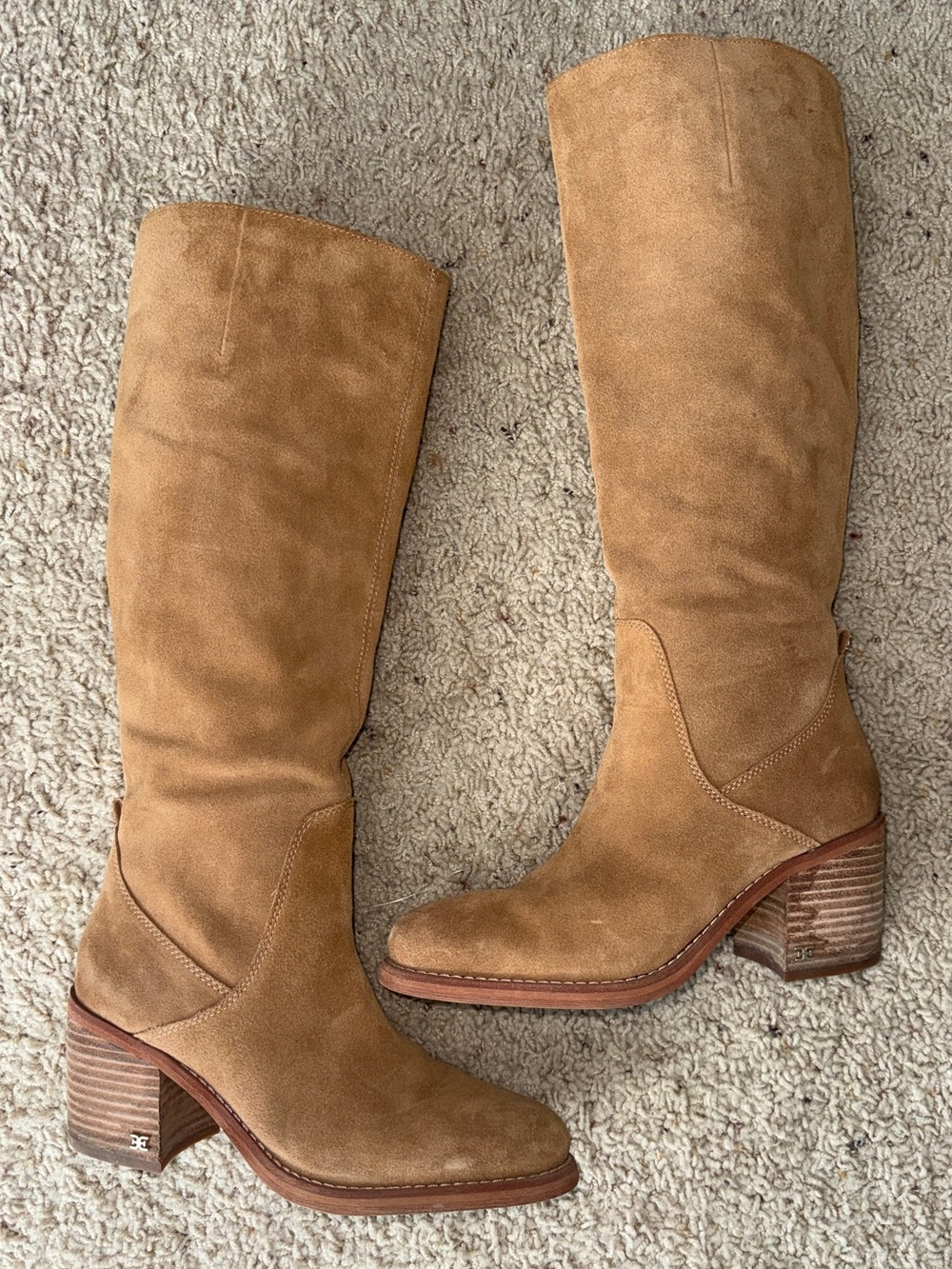 Sam Edelman Wyatt Tan Suede Western Knee High Boots